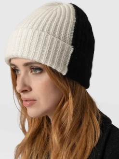 Hot Saint and Sofia Cashmere Beanie - Cream/Black