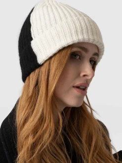 Hot Saint and Sofia Cashmere Beanie - Cream/Black