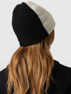 Hot Saint and Sofia Cashmere Beanie - Cream/Black
