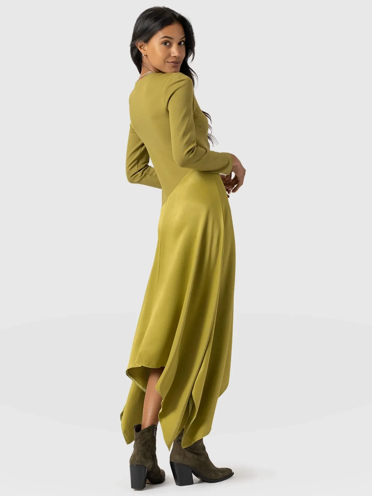 Outlet Saint and Sofia Cleo Asymmetric Dress - Olive