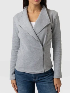 Discount Saint and Sofia Cotton Biker Jacket - Grey