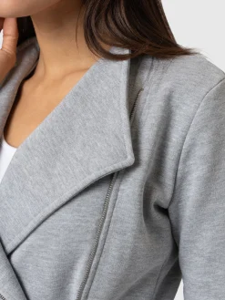 Discount Saint and Sofia Cotton Biker Jacket - Grey