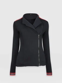 Sale Saint and Sofia Cotton Biker Jacket - Navy Stripe