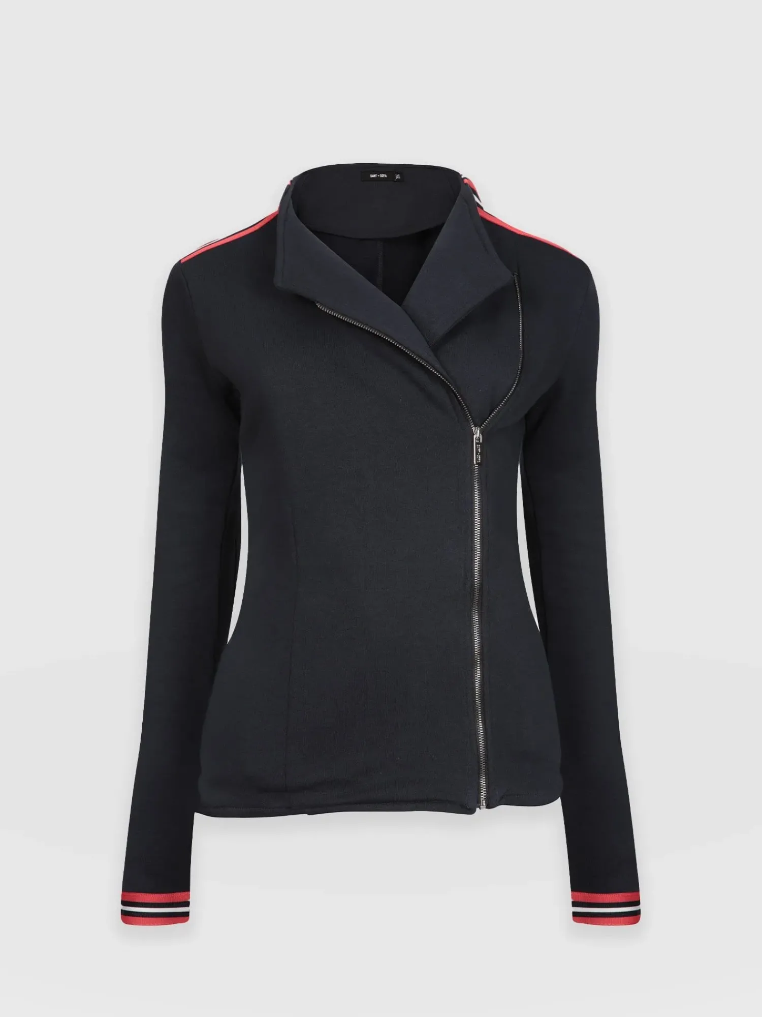 Sale Saint and Sofia Cotton Biker Jacket - Navy Stripe