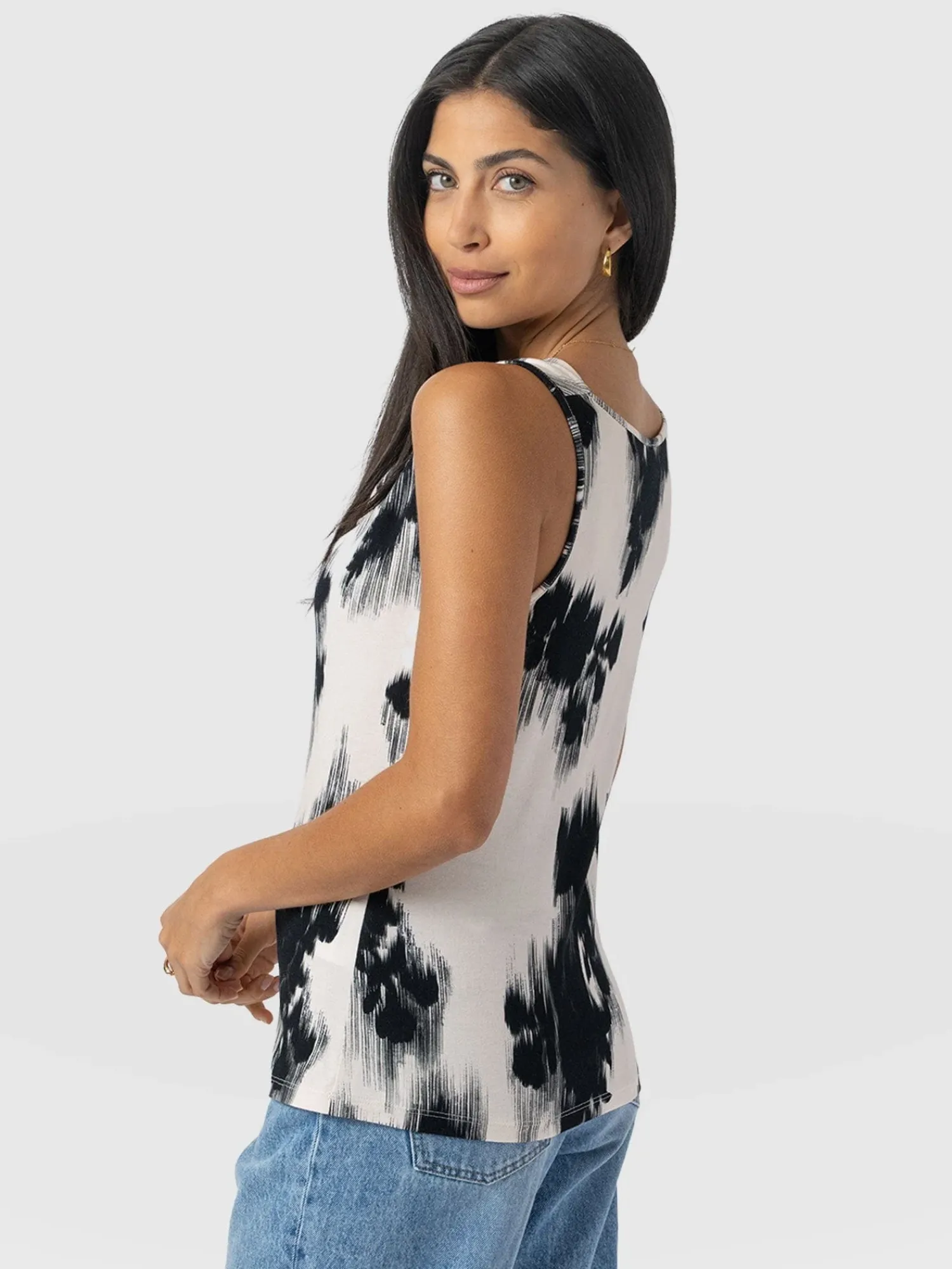 Hot Saint and Sofia Cowl Neck Cami - White Fade Floral