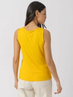 Hot Saint and Sofia Cowl Neck Cami - Yellow Jacquard