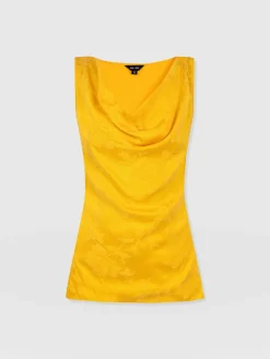 Hot Saint and Sofia Cowl Neck Cami - Yellow Jacquard