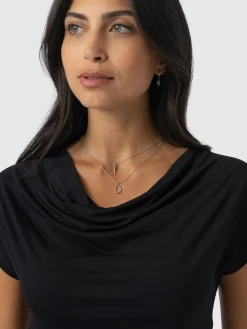 Hot Saint and Sofia Cowl Neck Tee - Black