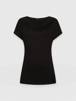 Hot Saint and Sofia Cowl Neck Tee - Black