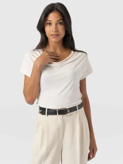 Online Saint and Sofia Cowl Neck Tee - Cream