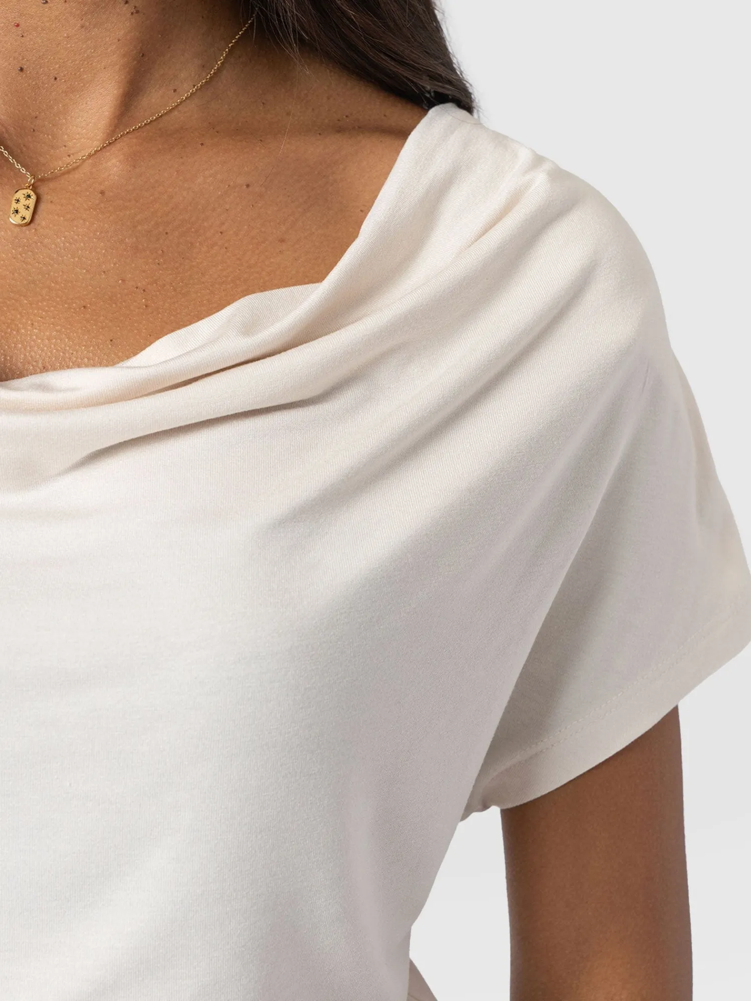 Online Saint and Sofia Cowl Neck Tee - Cream
