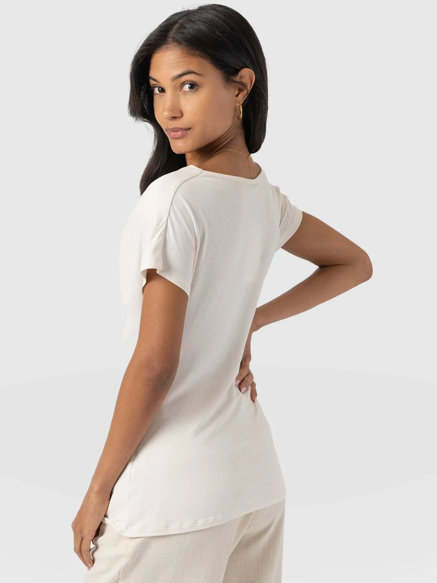Online Saint and Sofia Cowl Neck Tee - Cream