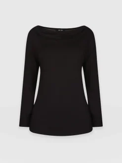 Best Saint and Sofia Cowl Neck Tee Long Sleeve - Black