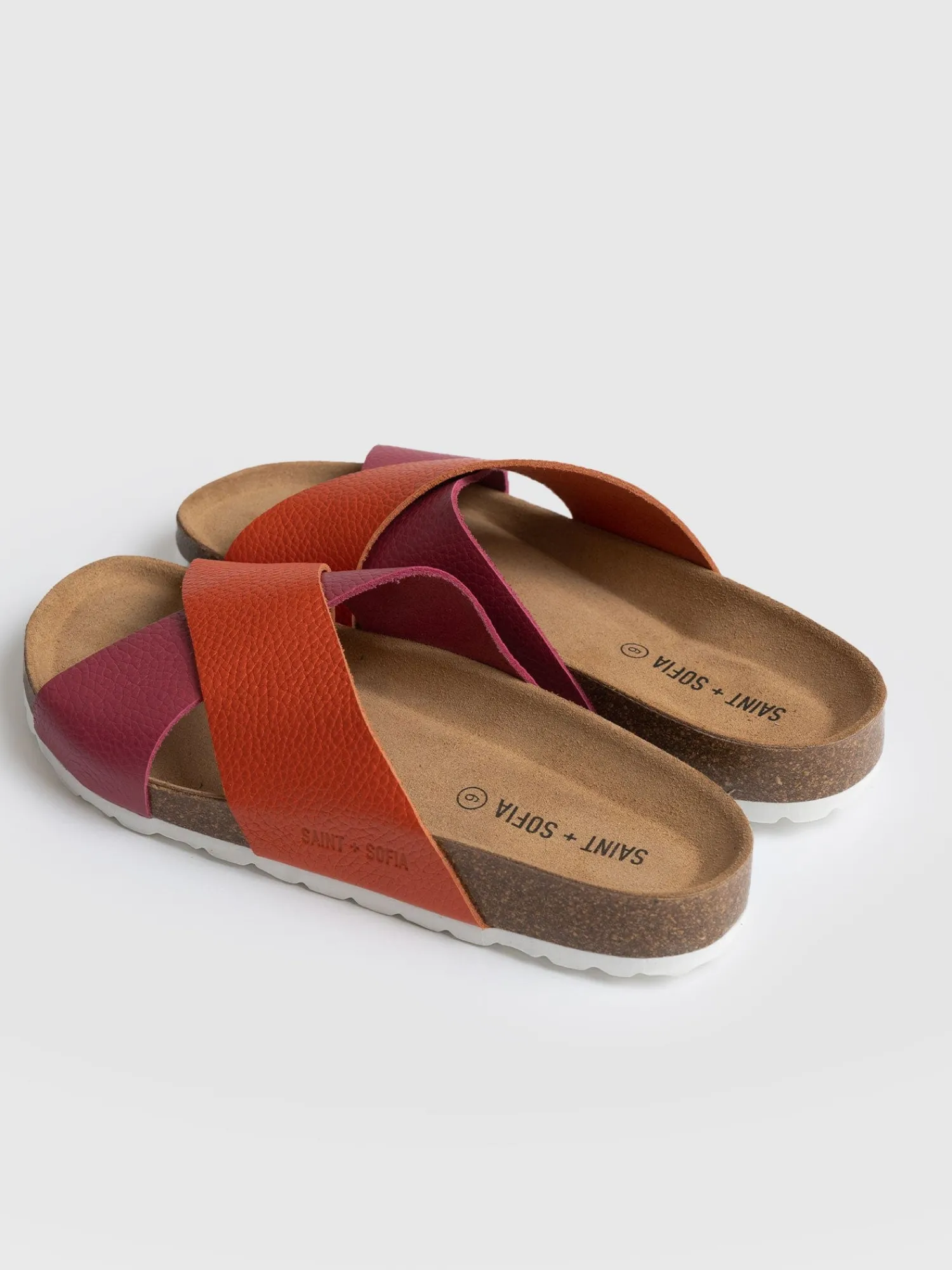 Clearance Saint and Sofia Cross Over Slides - Orange & Pink