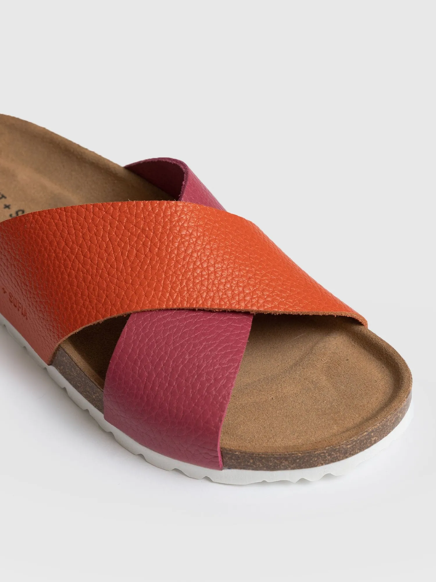 Clearance Saint and Sofia Cross Over Slides - Orange & Pink