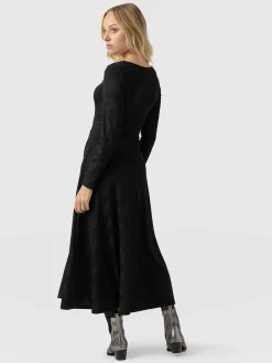 Online Saint and Sofia Darcey Flared Dress - Black Jacquard