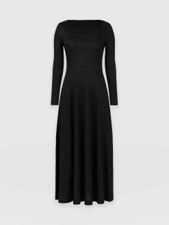 Online Saint and Sofia Darcey Flared Dress - Black Jacquard