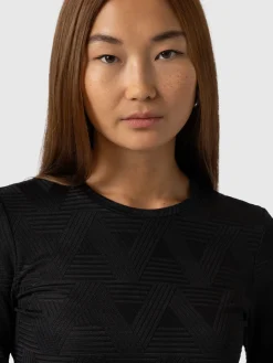 Outlet Saint and Sofia Darcey Long Sleeve Tee - Black Jacquard