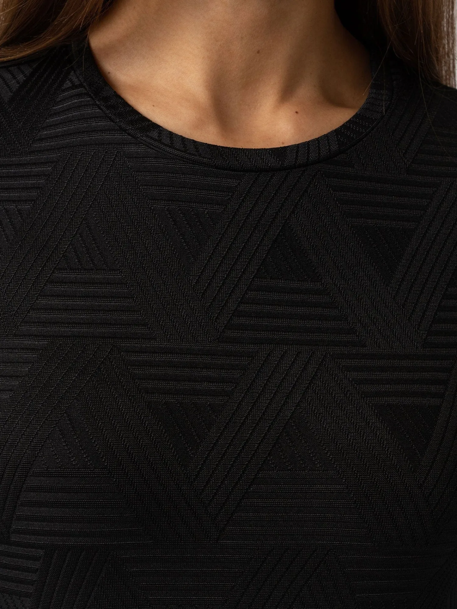 Outlet Saint and Sofia Darcey Long Sleeve Tee - Black Jacquard