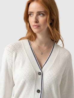 Outlet Saint and Sofia Diamond Knit Cardigan - White