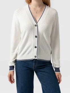 Outlet Saint and Sofia Diamond Knit Cardigan - White