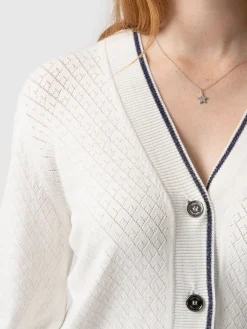 Outlet Saint and Sofia Diamond Knit Cardigan - White
