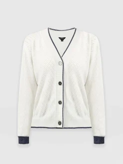 Outlet Saint and Sofia Diamond Knit Cardigan - White