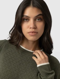 Best Saint and Sofia Diamond Knit Sweater - Khaki