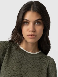 Best Saint and Sofia Diamond Knit Sweater - Khaki