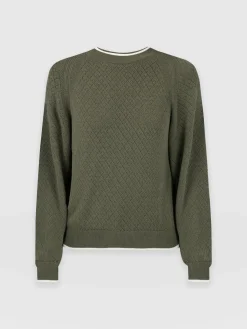 Best Saint and Sofia Diamond Knit Sweater - Khaki