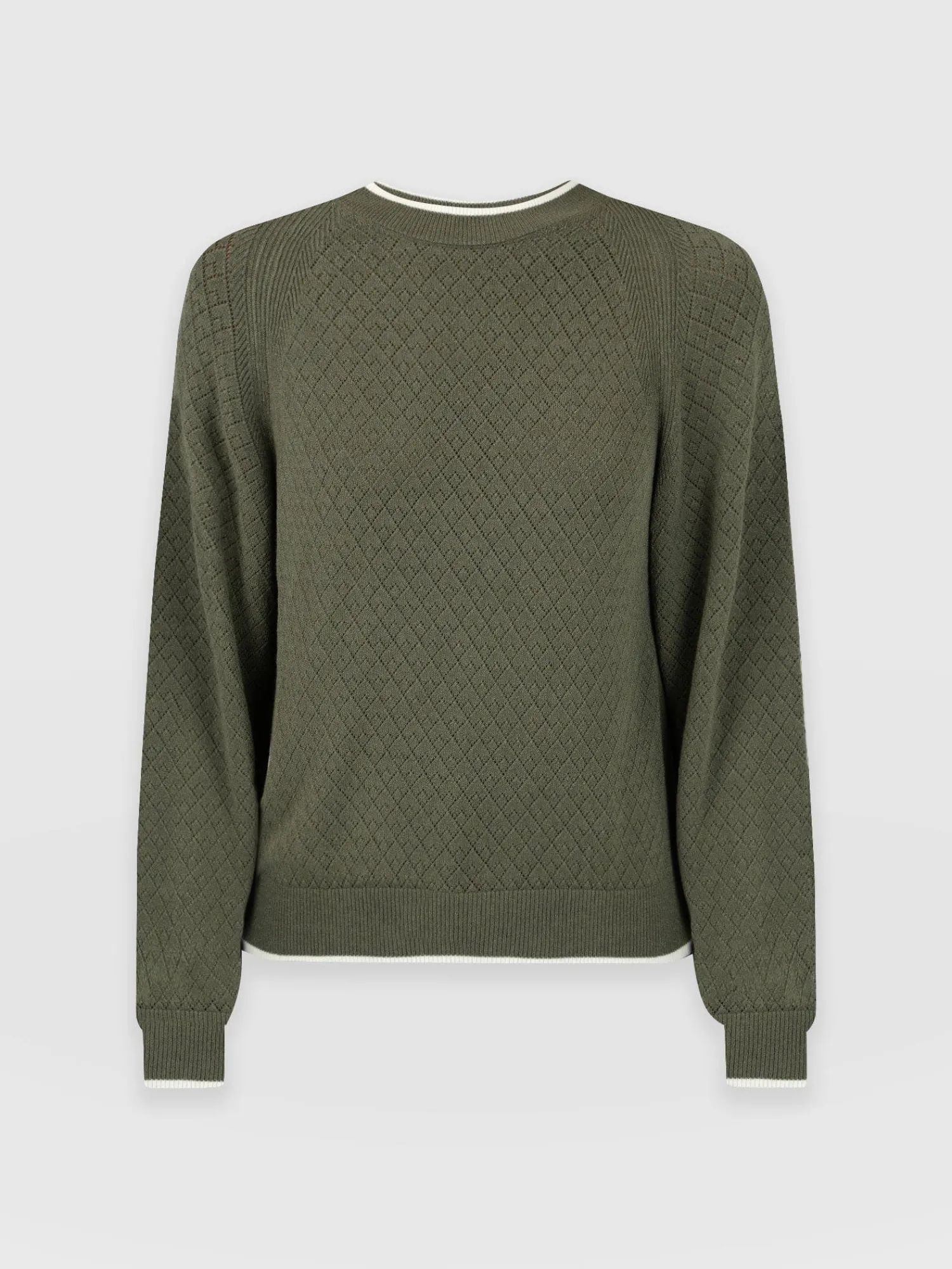 Best Saint and Sofia Diamond Knit Sweater - Khaki