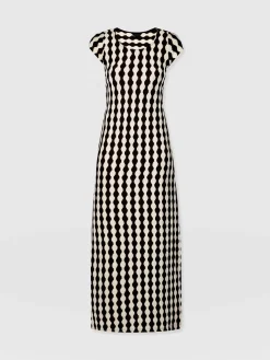 Fashion Saint and Sofia Elise Scoop Neck Midaxi Dress - Black/Cream