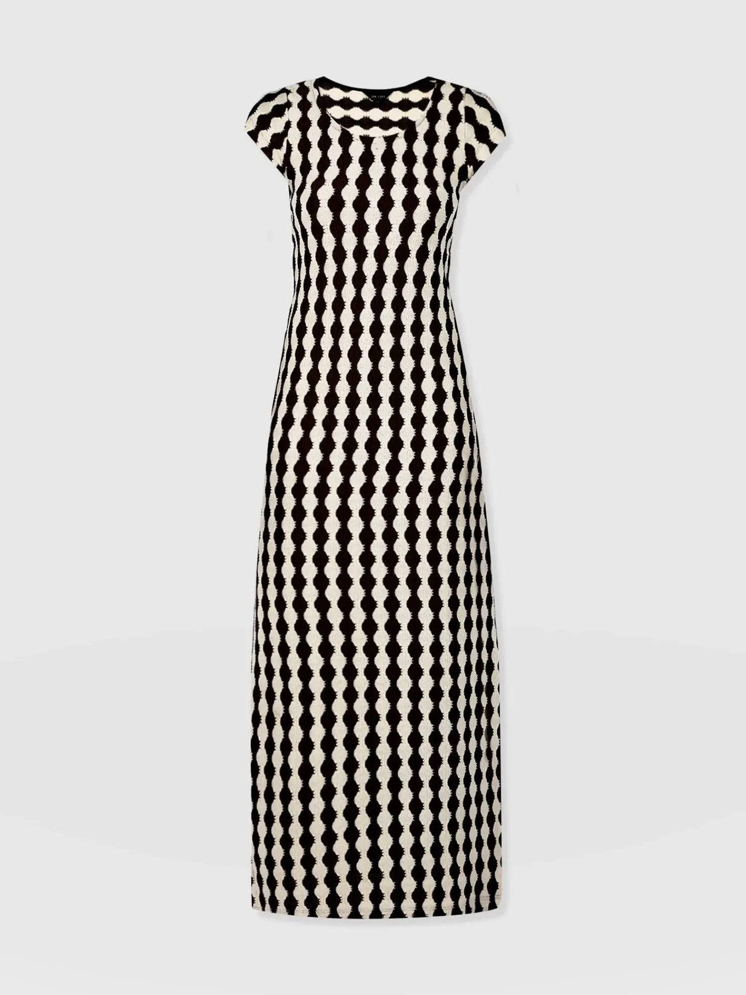 Fashion Saint and Sofia Elise Scoop Neck Midaxi Dress - Black/Cream