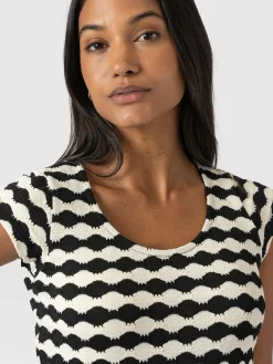 Discount Saint and Sofia Elise Scoop Neck Tee - Black/Cream