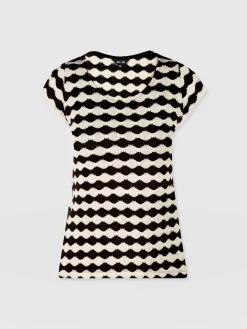 Discount Saint and Sofia Elise Scoop Neck Tee - Black/Cream