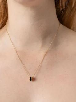 Best Saint and Sofia Enamel Stripe Charm Necklace - Gold/Black
