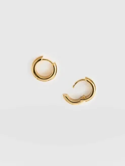 Clearance Saint and Sofia Enamel Stripe Huggie Earrings - Gold/Black