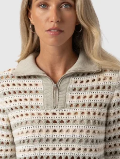 New Saint and Sofia Ester Quarter Zip Knit - Beige