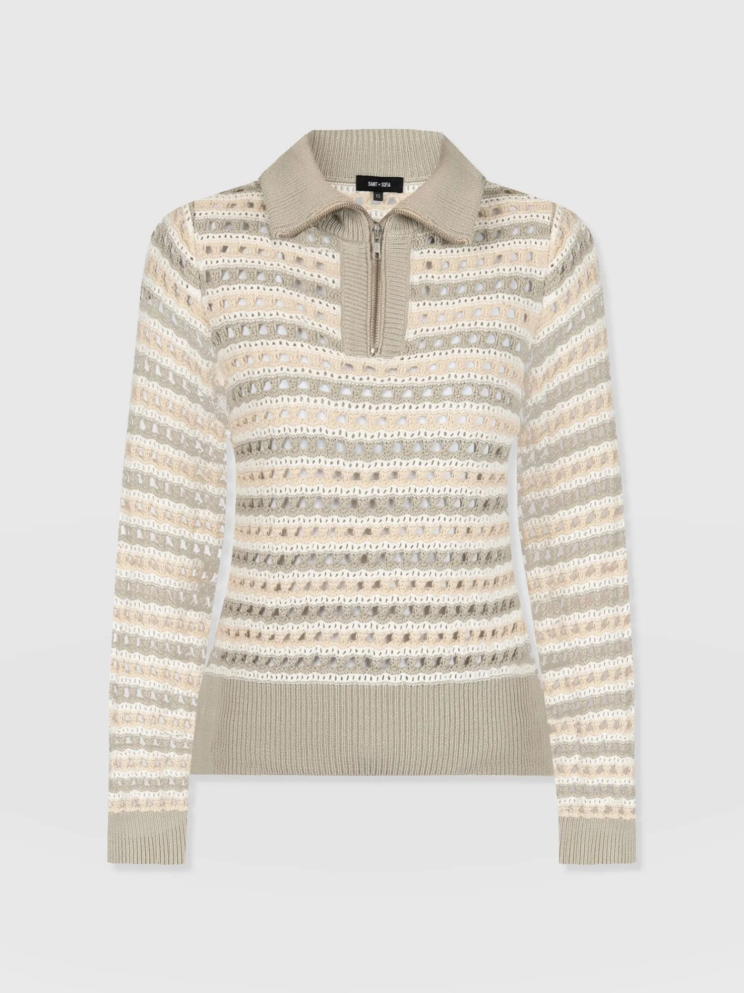 New Saint and Sofia Ester Quarter Zip Knit - Beige