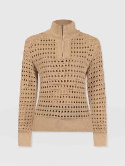 Clearance Saint and Sofia Ester Quarter Zip Knit - Camel