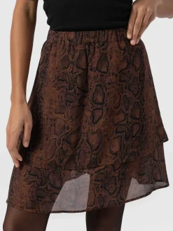 Hot Saint and Sofia Etta Mini Layered Skirt - Brown Snake