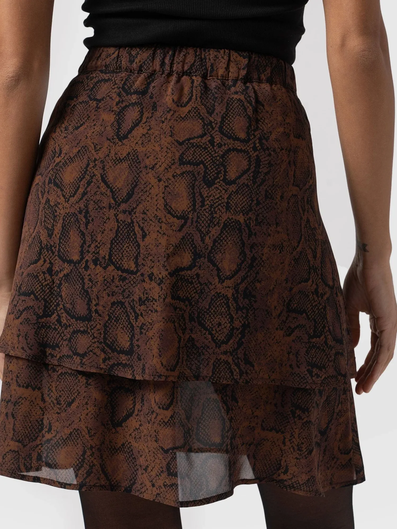 Hot Saint and Sofia Etta Mini Layered Skirt - Brown Snake