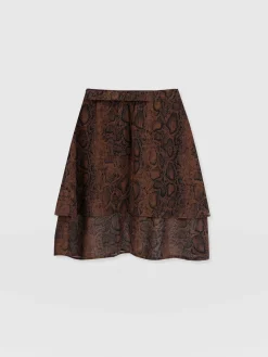Hot Saint and Sofia Etta Mini Layered Skirt - Brown Snake
