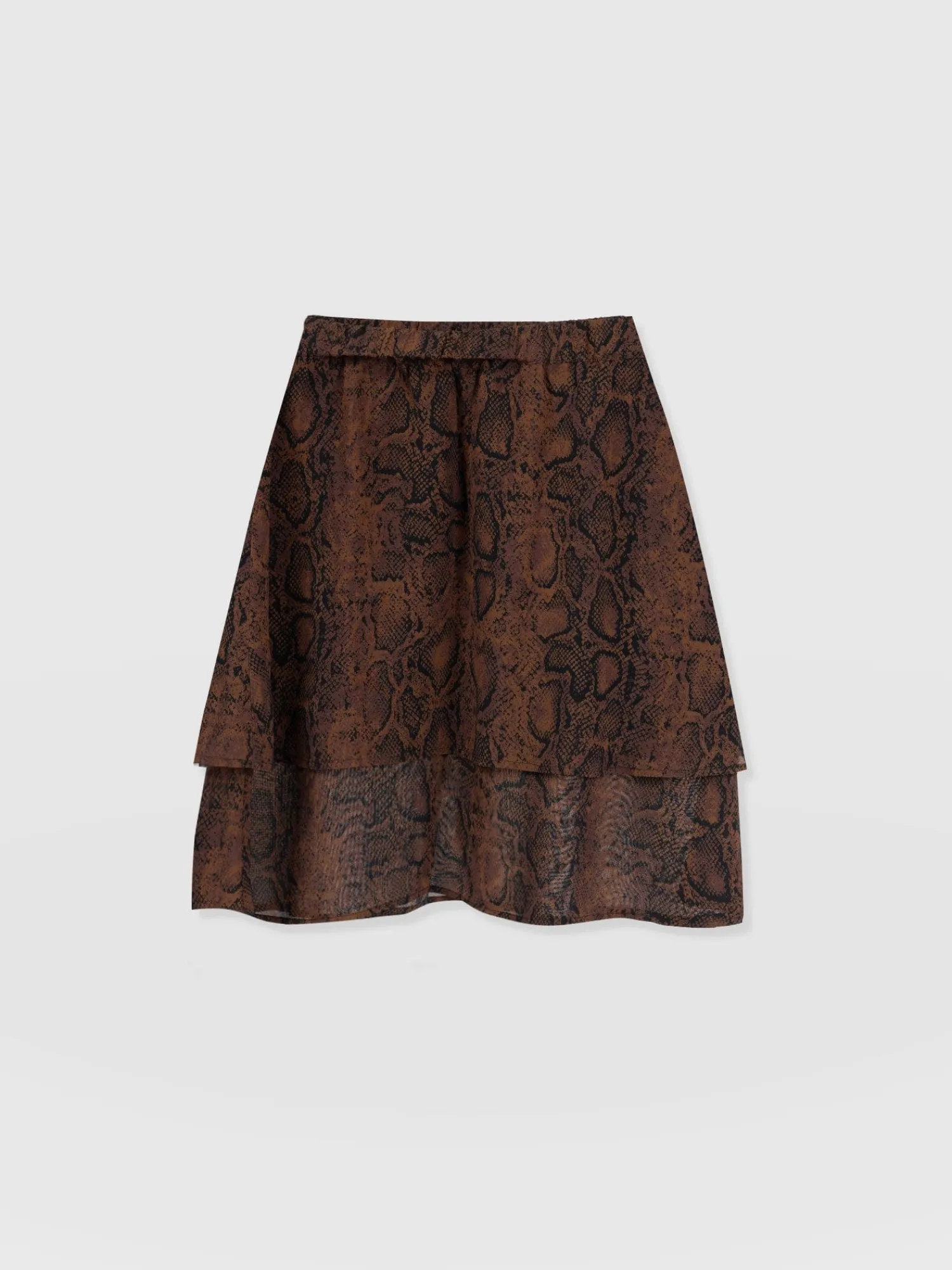 Hot Saint and Sofia Etta Mini Layered Skirt - Brown Snake