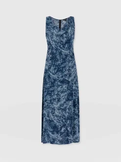 New Saint and Sofia Faye Cowl Neck Dress - Blue Marble