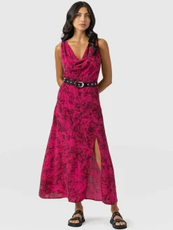 Best Saint and Sofia Faye Cowl Neck Dress - Pink Marble