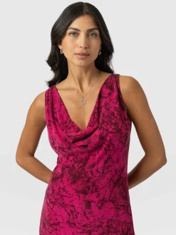 Best Saint and Sofia Faye Cowl Neck Dress - Pink Marble