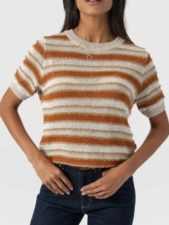 Hot Saint and Sofia Fearne Knit Tee - Rust Stripe
