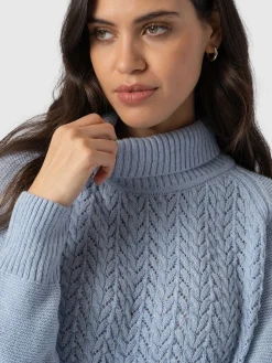 New Saint and Sofia Glen Cable Knit Sweater - Pale Blue