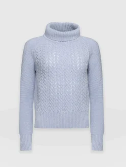 New Saint and Sofia Glen Cable Knit Sweater - Pale Blue